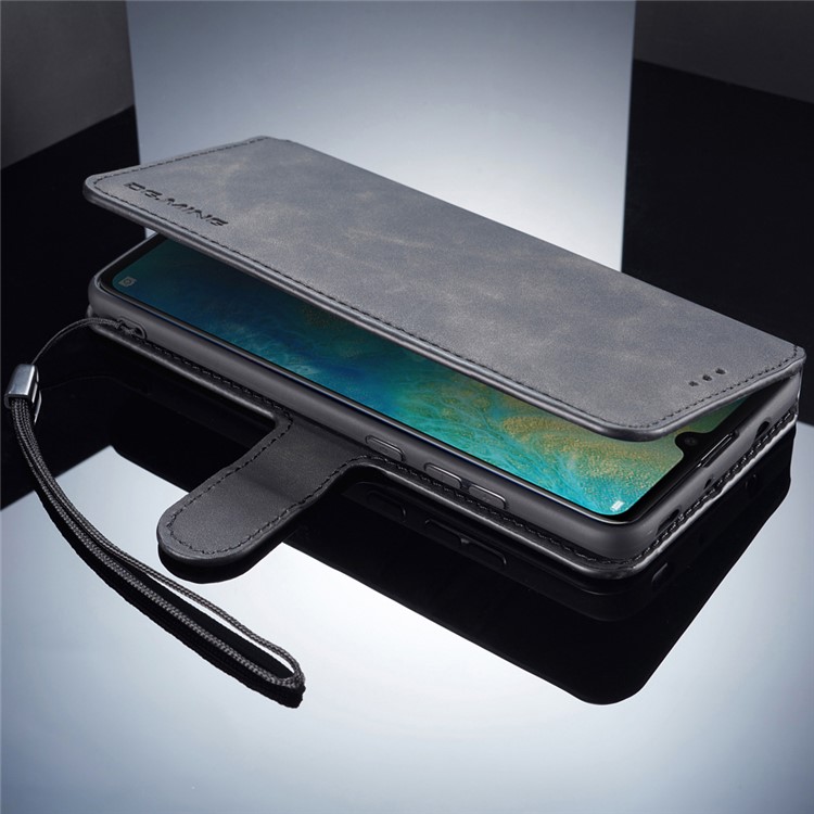 DG.MING Retro Style Leather Wallet Phone Case for Huawei Mate 20 - Black-6