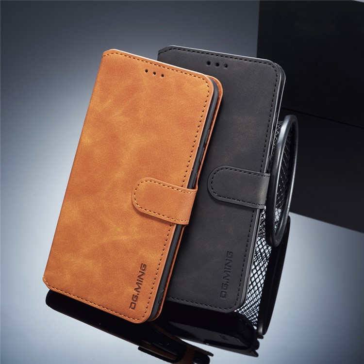 DG.MING Retro Style Leather Wallet Phone Case for Huawei Mate 20 - Black-9
