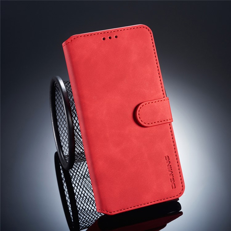 DG.MING Retro Style Leather Wallet Phone Shell for Huawei Mate 20 - Red-1