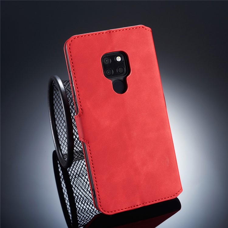 DG.MING Retro Style Leather Wallet Phone Shell for Huawei Mate 20 - Red-2