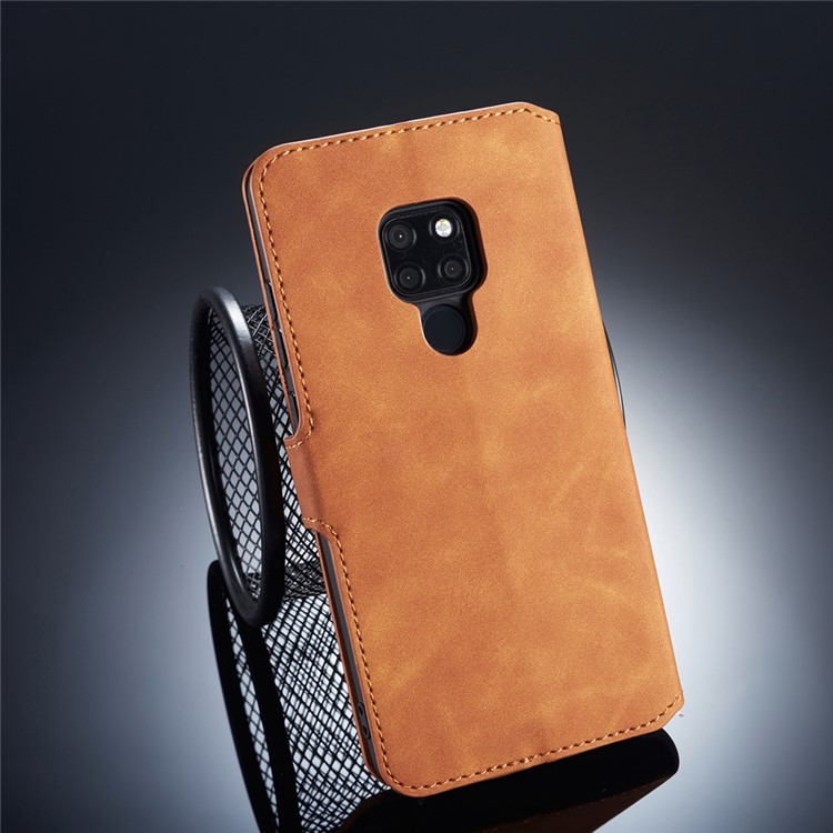 Dg. Coque de Téléphone Portable de Portefeuille en Cuir de Style Rétro Ming Pour Huawei Mate 20 - Brun-2