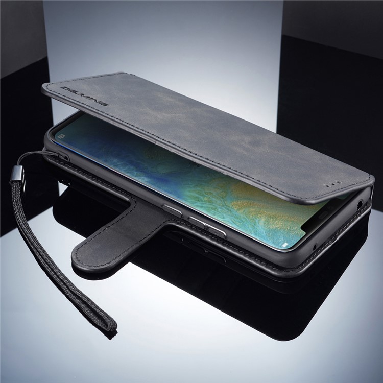 DG.MING Retro Style Leather Wallet Case for Huawei Mate 20 Pro - Black-6