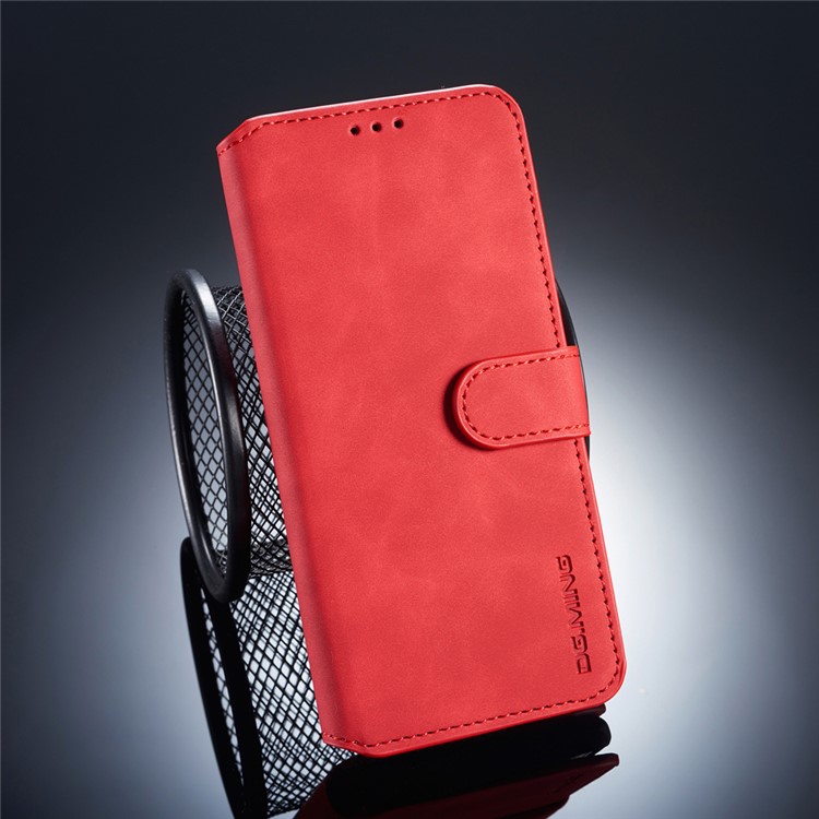 DG.MING Retro Style Leather Wallet Cover Case for Huawei Mate 20 Pro - Red-1