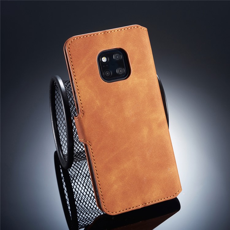 DG.MING Retro Style Cell Phone Leather Wallet Case for Huawei Mate 20 Pro - Brown-2