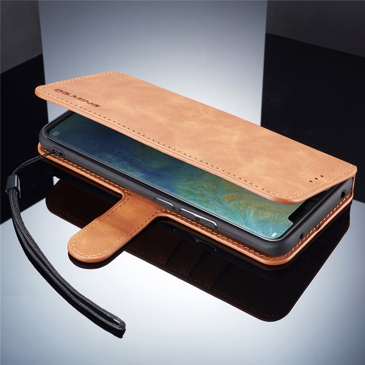 DG.MING Retro Style Cell Phone Leather Wallet Case for Huawei Mate 20 Pro - Brown-6