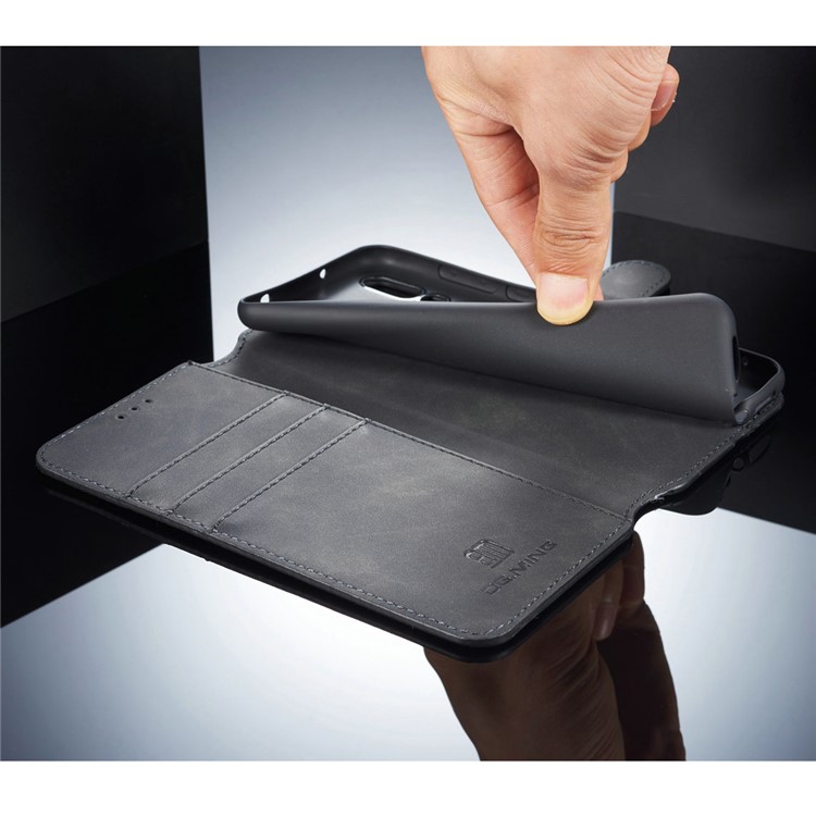 DG.MING Retro Style Leather Wallet Case for Huawei P20 Pro - Black-5