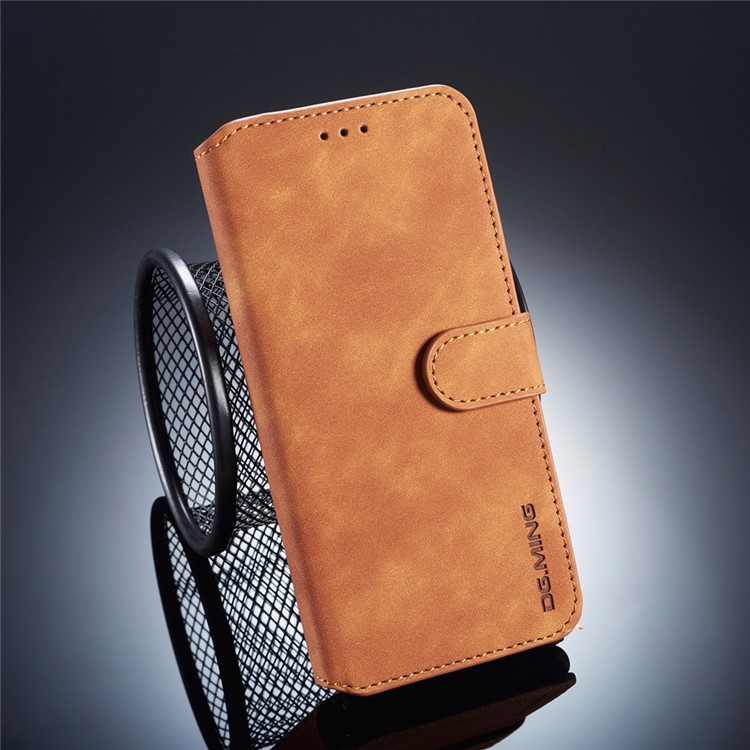 DG.MING Retro Style Leather Wallet Cover Shell for Huawei P20 Pro - Brown-1