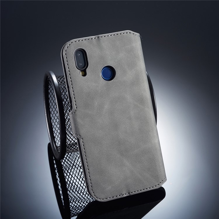 DG.MING Retro Style Leather Wallet Cover for Huawei P20 Lite / Nova 3e (China) - Grey-2