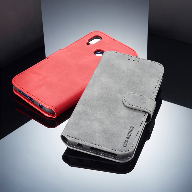 DG.MING Retro Style Leather Wallet Cover for Huawei P20 Lite / Nova 3e (China) - Grey-3