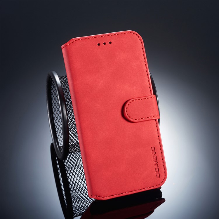 DG.MING Retro Style Leather Wallet Shell for Huawei P20 Lite / Nova 3e (China) - Red-1