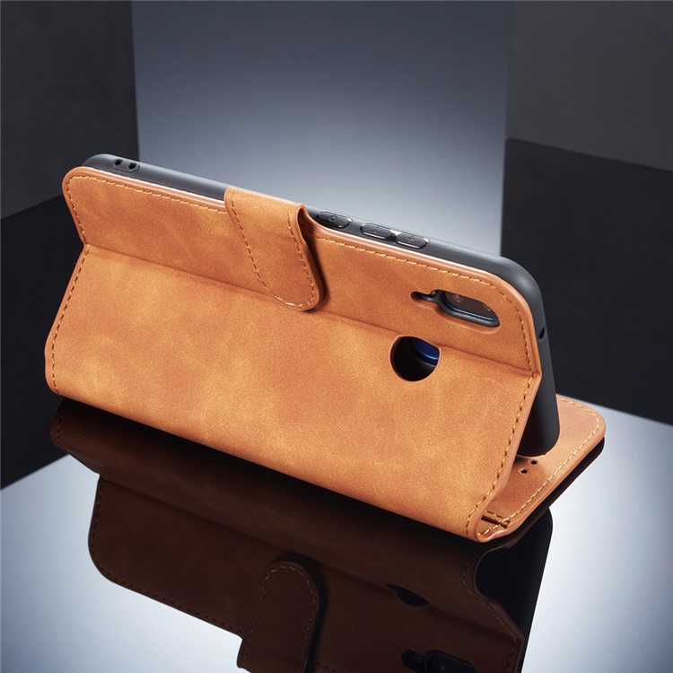 DG.MING Retro Style Leather Wallet Stand Case for Huawei P20 Lite / Nova 3e (China) - Brown-3
