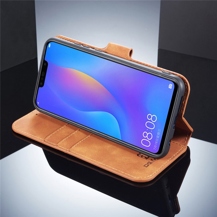 DG.MING Retro Style Leather Wallet Stand Case for Huawei P20 Lite / Nova 3e (China) - Brown-4