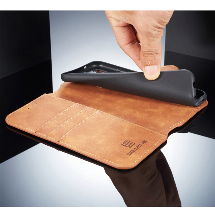 DG.MING Retro Style Leather Wallet Stand Case for Huawei P20 Lite / Nova 3e (China) - Brown-5