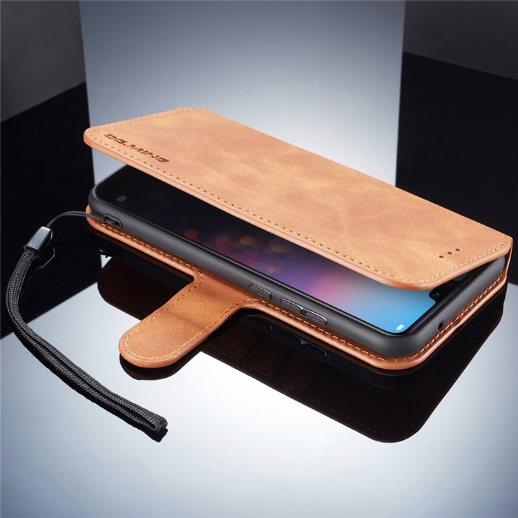 DG.MING Retro Style Leather Wallet Stand Case for Huawei P20 Lite / Nova 3e (China) - Brown-6