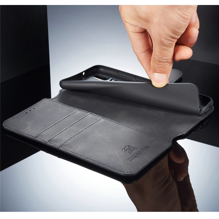 DG.MING Retro Style Leather Wallet Case for Huawei P20 - Black-5