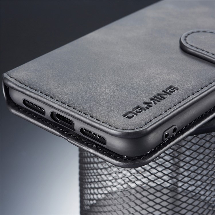 DG.MING Retro Style Leather Wallet Case for Huawei P20 - Black-7