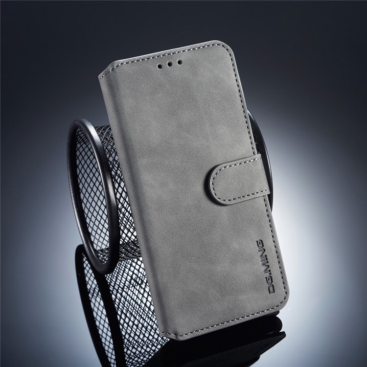 DG.MING Retro Style Leather Wallet Cover for Huawei P20 - Grey-1