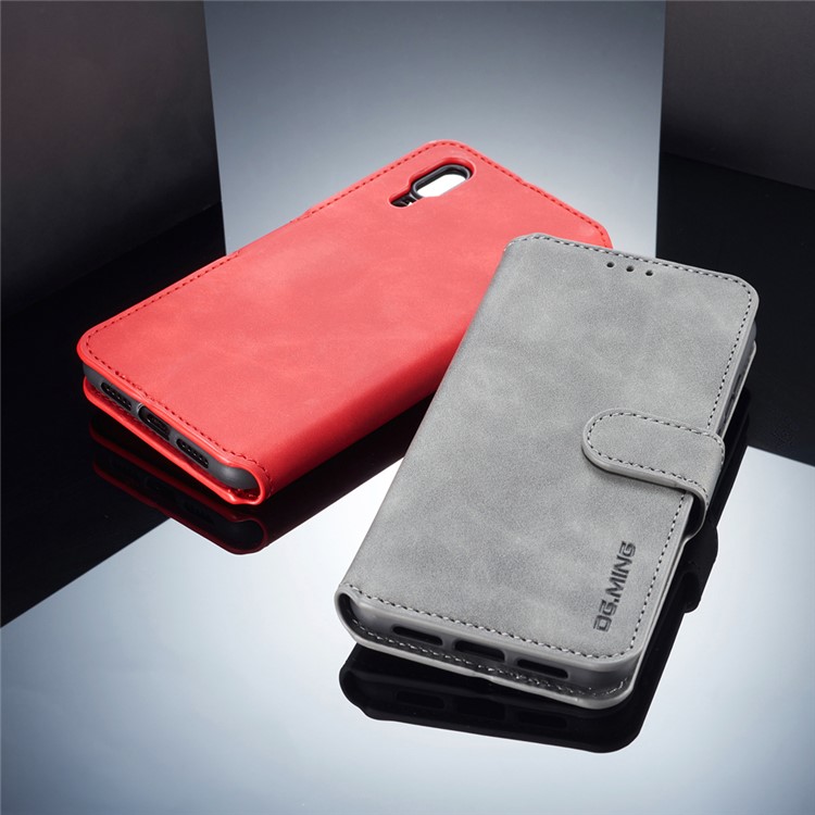 DG.MING Retro Style Leather Wallet Cover for Huawei P20 - Grey-3