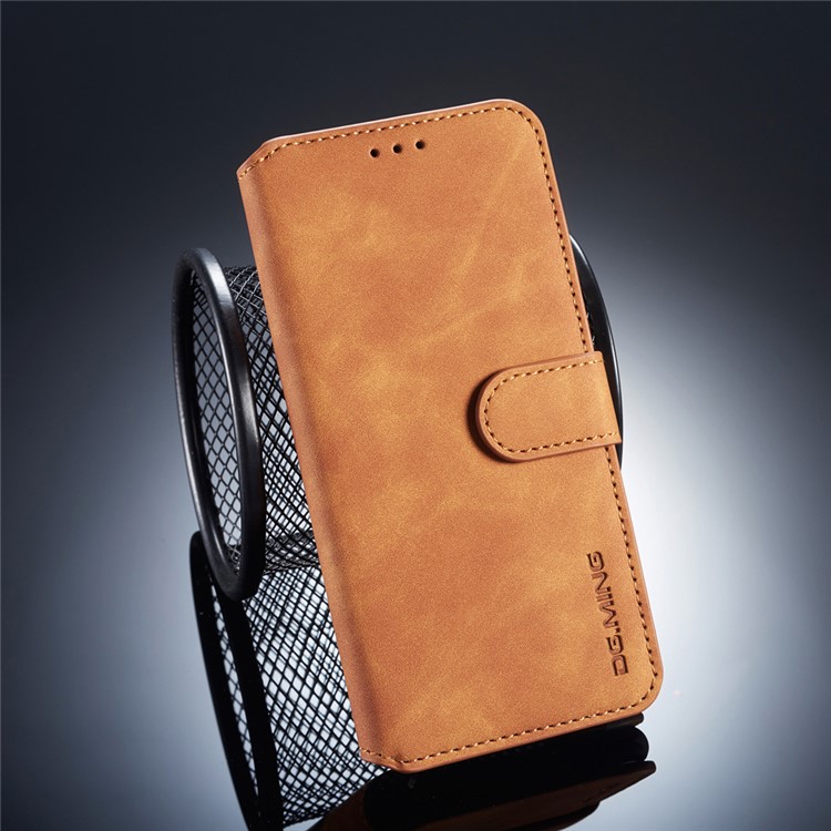 DG.MING Retro Style Leather Wallet Case Cover for Huawei P20 - Brown-1