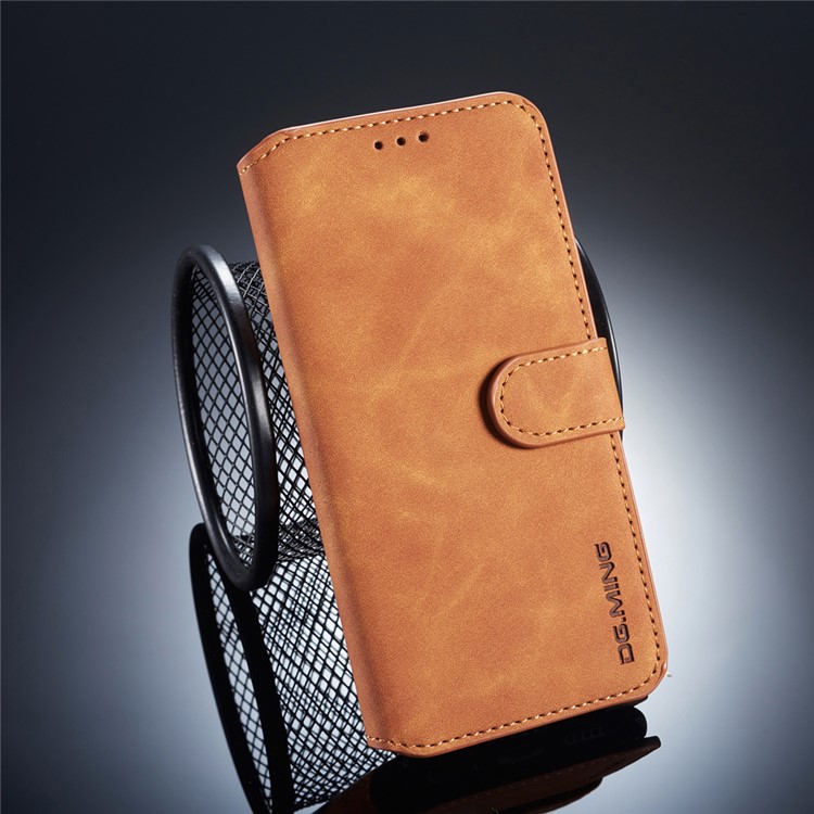 DG.MING Retro Style Cell Phone Leather Wallet Case for Huawei P Smart (2017) / Enjoy 7S - Brown-1