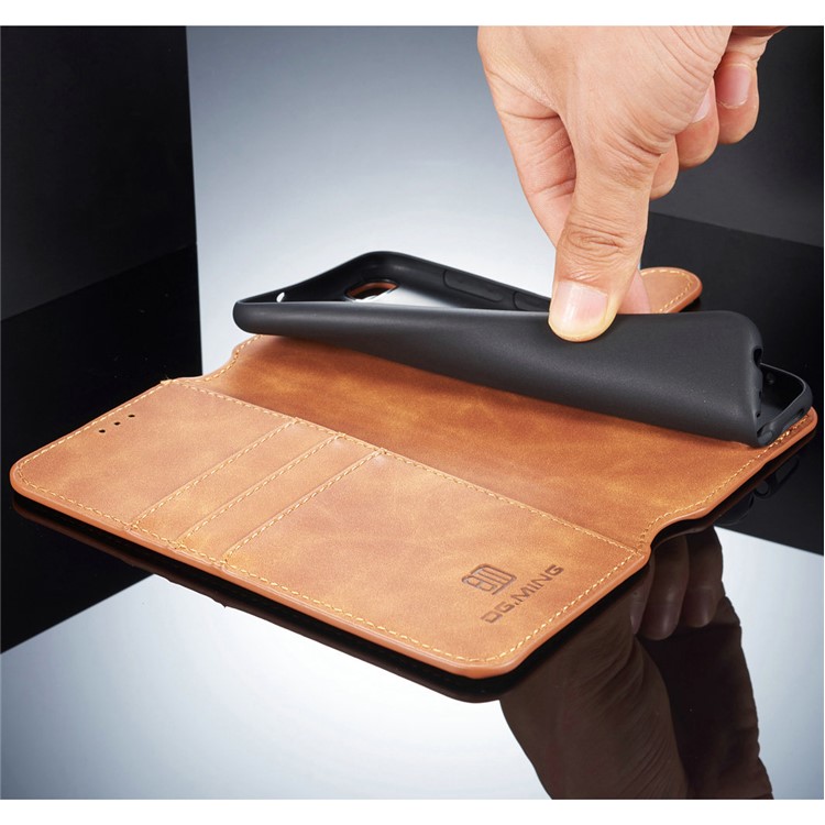 DG.MING Retro Style Cell Phone Leather Wallet Case for Huawei P Smart (2017) / Enjoy 7S - Brown-5