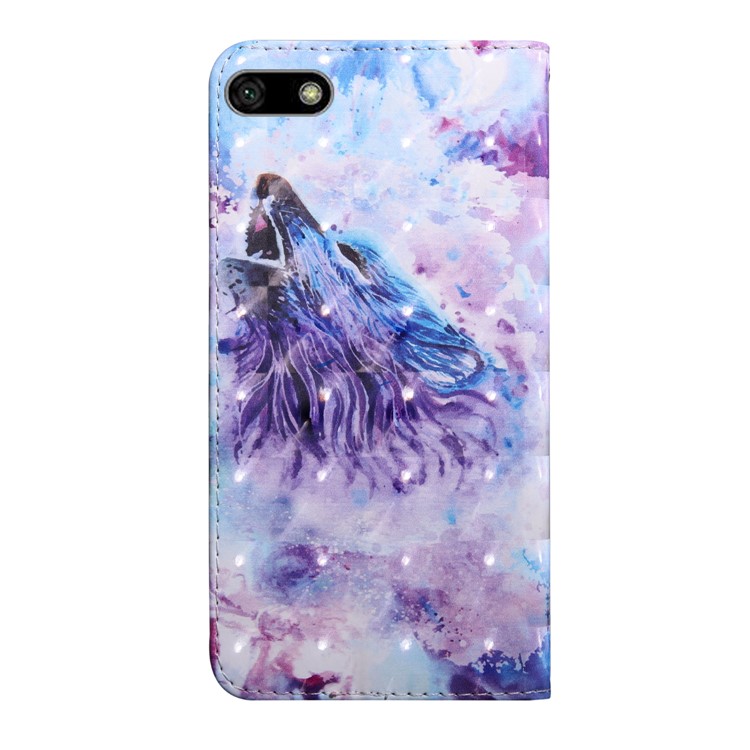 Patterned Light Spot Decor Leather Cover for Huawei Y5 (2018)/Y5 Prime (2018)/Honor 7s/Play 7 - Wolf-3