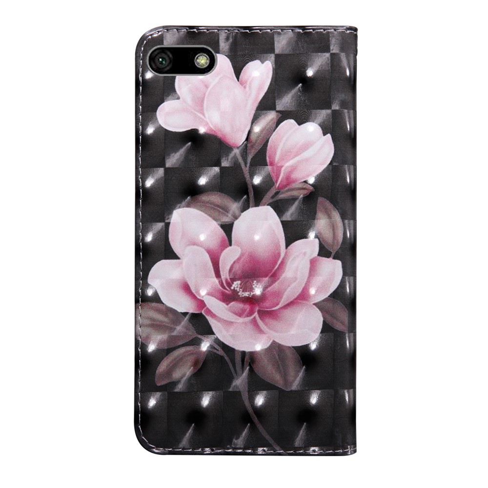 Patterned  Protective Leather Mobile Shell for Huawei Y5 (2018)/Y5 Prime (2018)/Honor 7s/Play 7 - Pink Flower-3