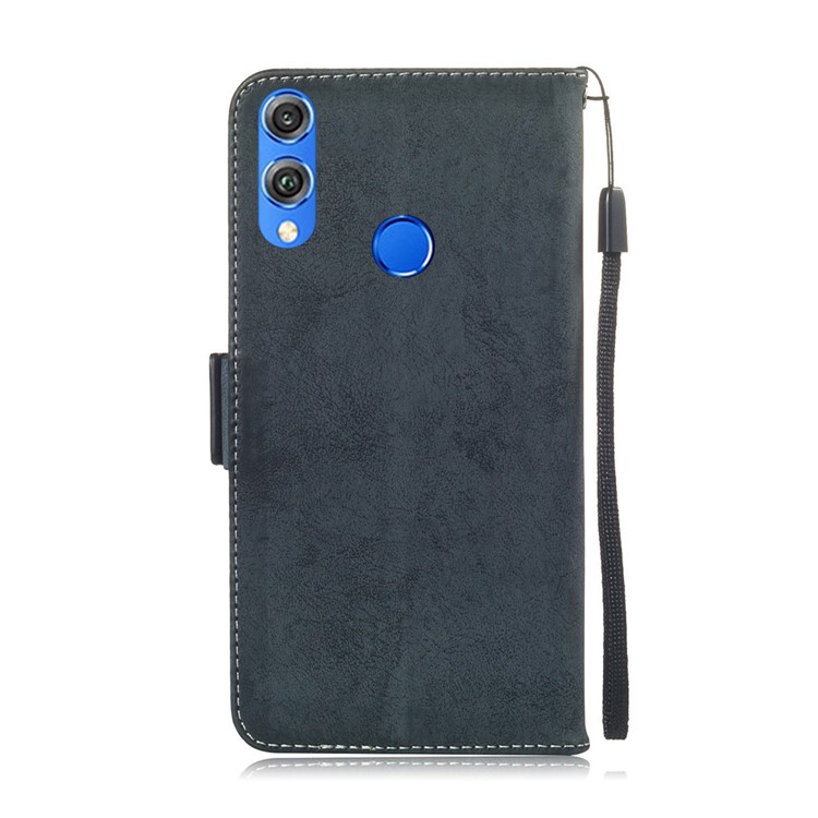 For Huawei Honor 8X/Honor View 10 Lite Vintage Style PU Leather Wallet Mobile Phone Casing - Dark Blue-3