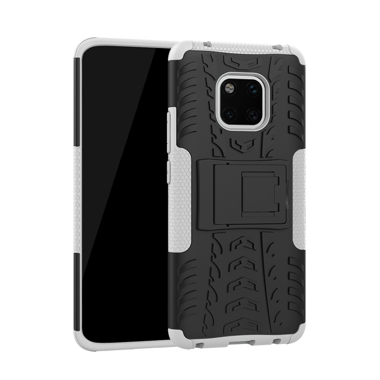 Cool Tyre Kickstand PC + TPU Hybrid Protection Cover for Huawei Mate 20 Pro - White-1