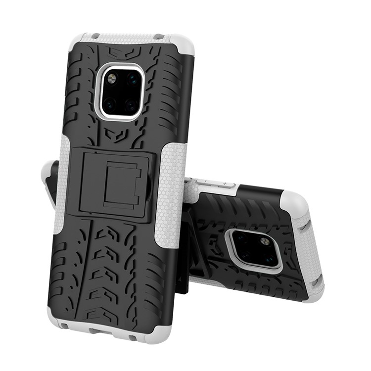 Cool Tyre Kickstand PC + TPU Hybrid Protection Cover for Huawei Mate 20 Pro - White-2