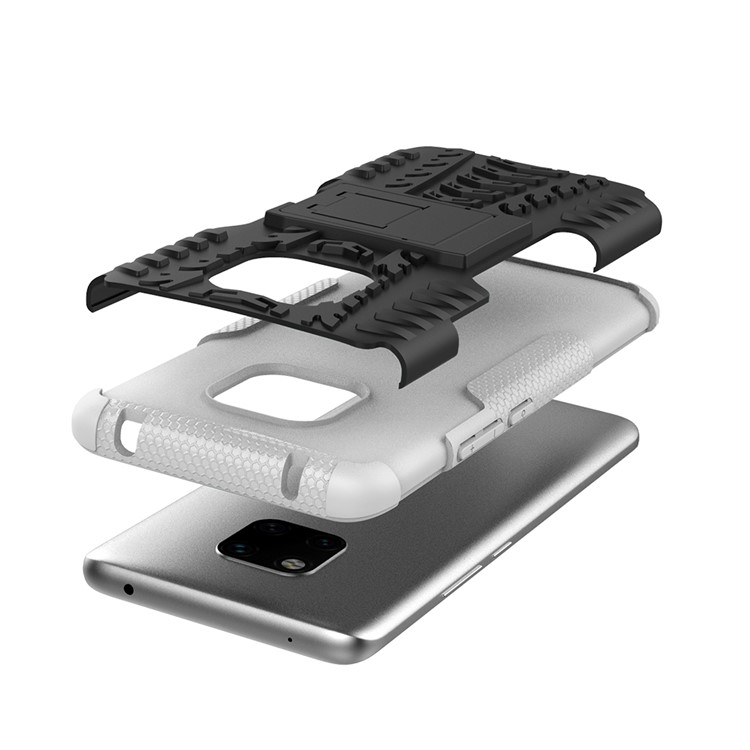 Cool Tyre Kickstand PC + TPU Hybrid Protection Cover for Huawei Mate 20 Pro - White-3