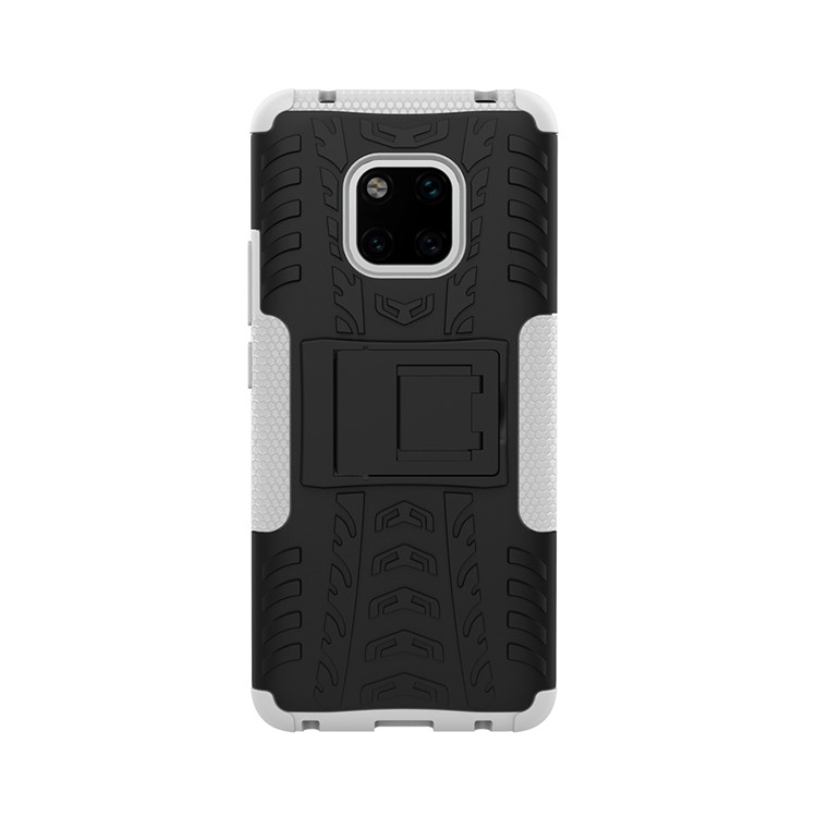 Cool Tyre Kickstand PC + TPU Hybrid Protection Cover for Huawei Mate 20 Pro - White-4
