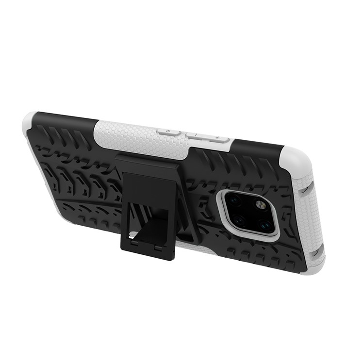 Cool Tyre Kickstand PC + TPU Hybrid Protection Cover for Huawei Mate 20 Pro - White-5