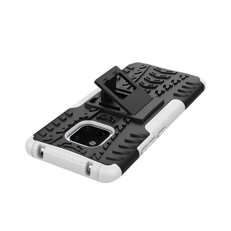 Cool Tyre Kickstand PC + TPU Hybrid Protection Cover for Huawei Mate 20 Pro - White-6