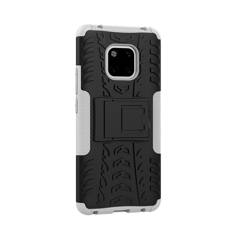 Cool Tyre Kickstand PC + TPU Hybrid Protection Cover for Huawei Mate 20 Pro - White-8