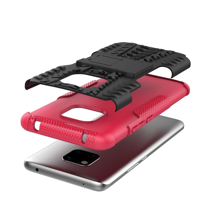 Cool Tyre Kickstand PC + TPU Hybrid Phone Case for Huawei Mate 20 Pro - Rose-3
