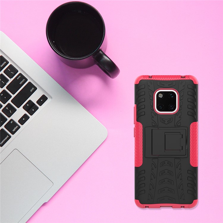 Cool Tyre Kickstand PC + TPU Hybrid Phone Case for Huawei Mate 20 Pro - Rose-9