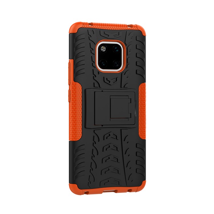 Cool Tyre Kickstand PC + TPU Hybrid Phone Cover for Huawei Mate 20 Pro - Orange-10