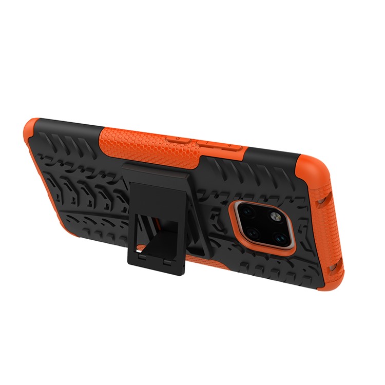 Cool Tyre Kickstand PC + TPU Hybrid Phone Cover for Huawei Mate 20 Pro - Orange-7