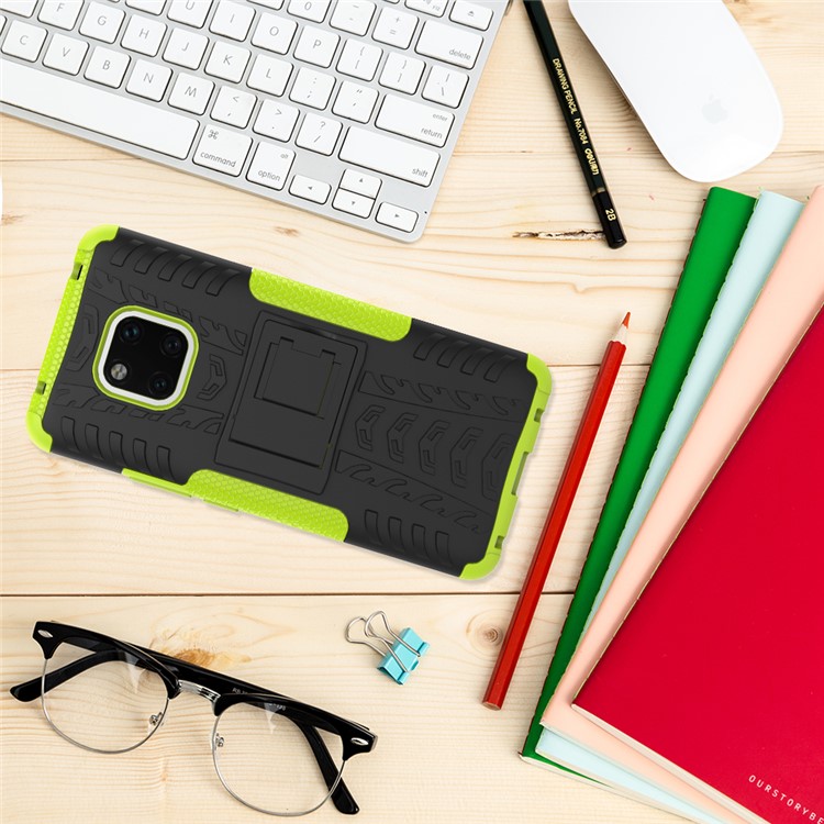 Cool Tyre Kickstand PC + TPU Combo Mobile Case for Huawei Mate 20 Pro - Green-11