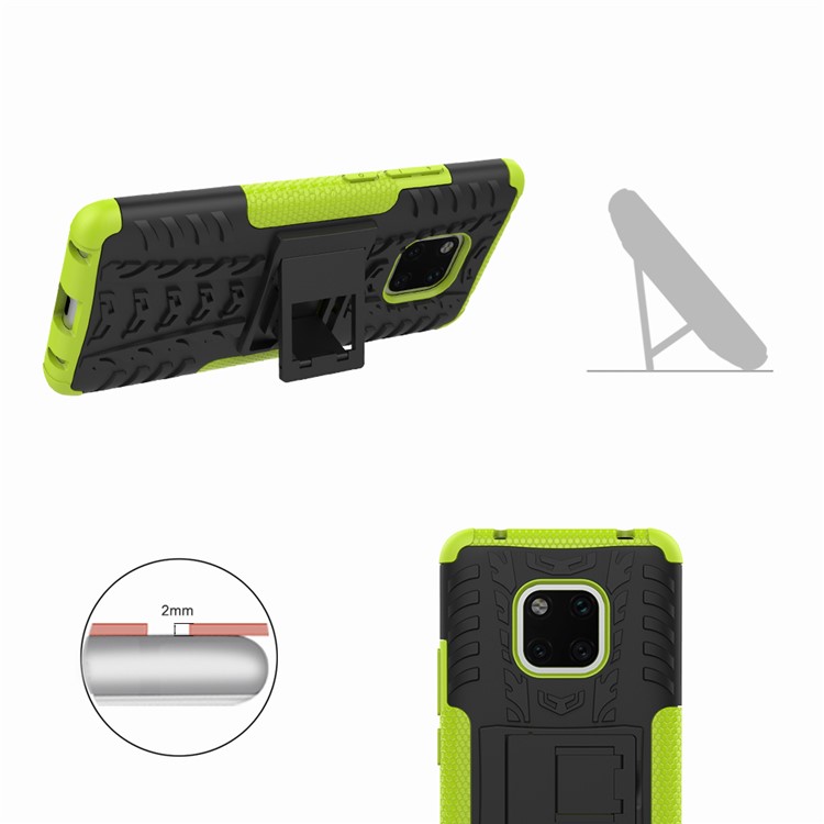 Cool Tyre Kickstand PC + TPU Combo Mobile Case for Huawei Mate 20 Pro - Green-3