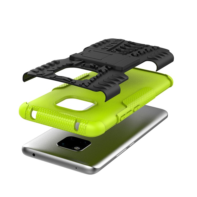 Cool Tyre Kickstand PC + TPU Combo Mobile Case for Huawei Mate 20 Pro - Green-4