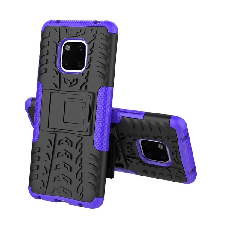 Cool Tyre Kickstand PC + TPU Hybrid Mobile Phone Shell for Huawei Mate 20 Pro - Purple-2