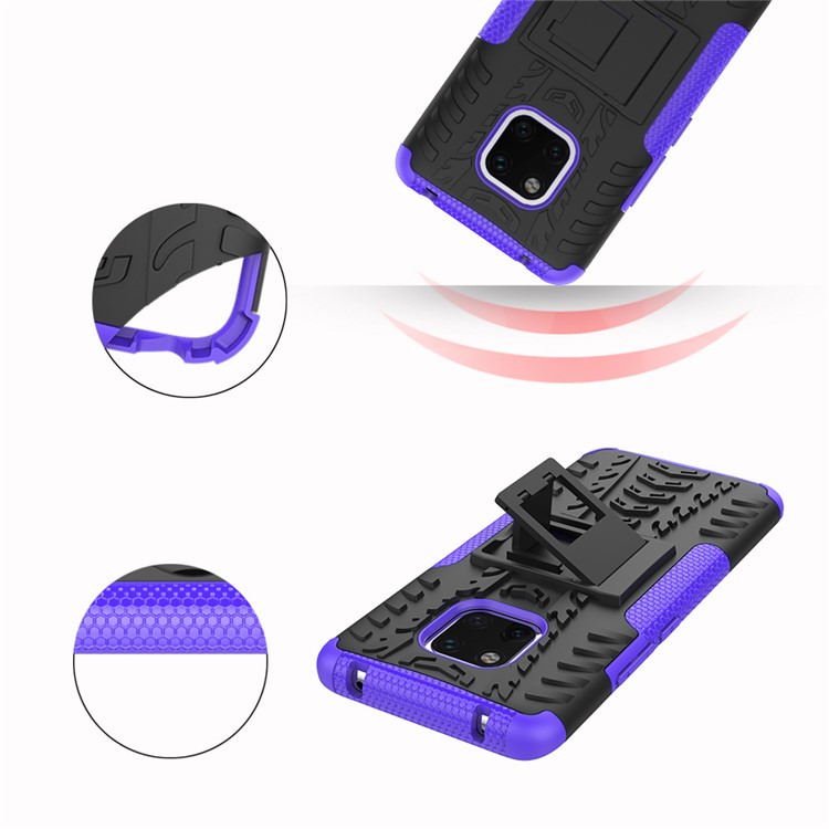Cool Tyre Kickstand PC + TPU Hybrid Mobile Phone Shell for Huawei Mate 20 Pro - Purple-3