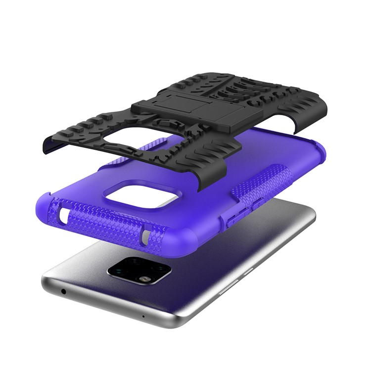 Cool Tyre Kickstand PC + TPU Hybrid Mobile Phone Shell for Huawei Mate 20 Pro - Purple-4