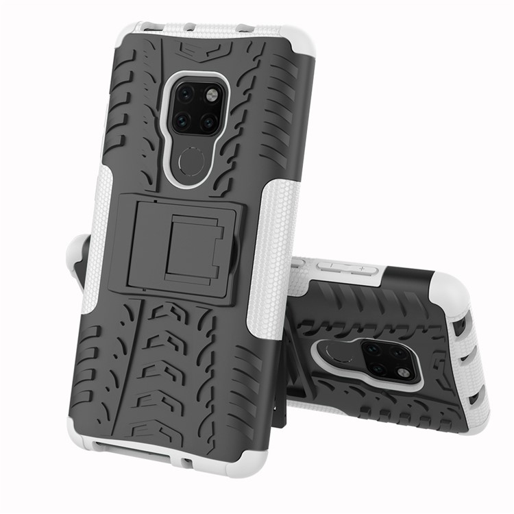 Cool Tyre PC + TPU Hybrid Phone Cover with Kickstand for Huawei Mate 20 - White-2