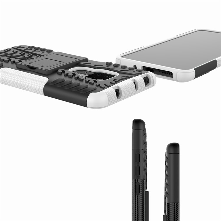 Cool Tyre PC + TPU Hybrid Phone Cover with Kickstand for Huawei Mate 20 - White-3