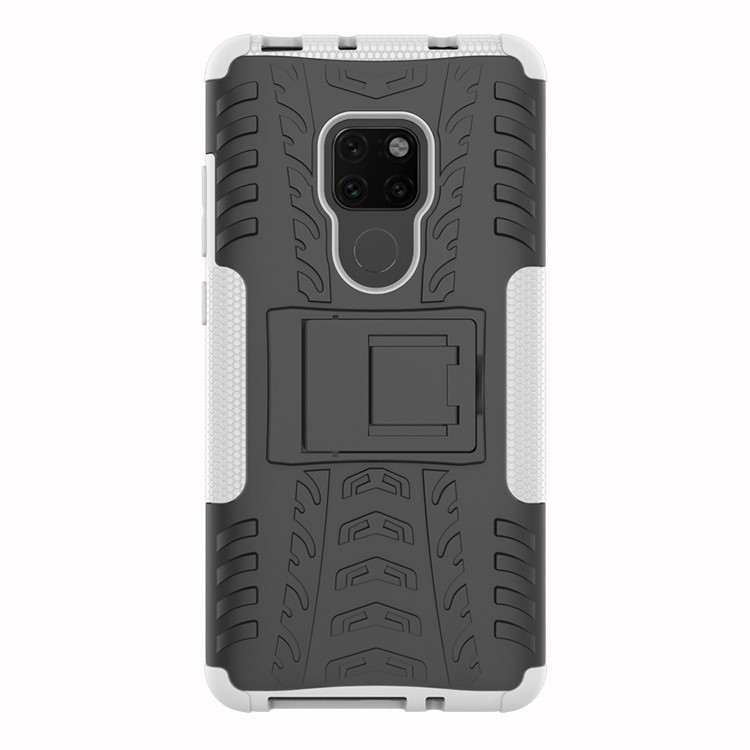 Cool Tyre PC + TPU Hybrid Phone Cover with Kickstand for Huawei Mate 20 - White-4