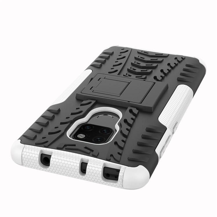 Cool Tyre PC + TPU Hybrid Phone Cover with Kickstand for Huawei Mate 20 - White-6