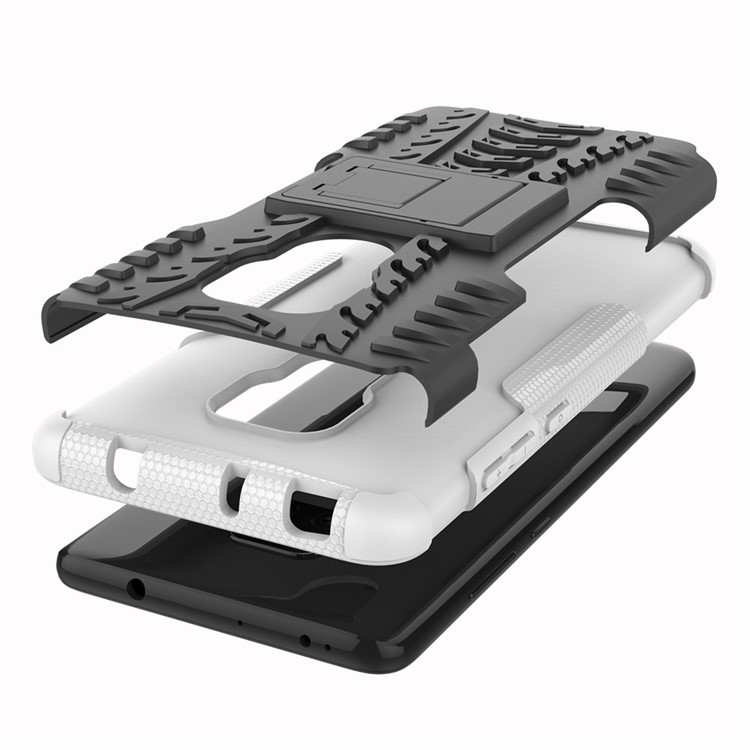 Cool Tyre PC + TPU Hybrid Phone Cover with Kickstand for Huawei Mate 20 - White-8